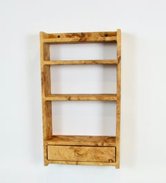 Petite studio crafted blonde burl collectors wall shelf