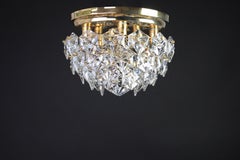 Petite Stunning Flushmount, Brass, Crystal Glass by Kinkeldey, Germany, 1970s