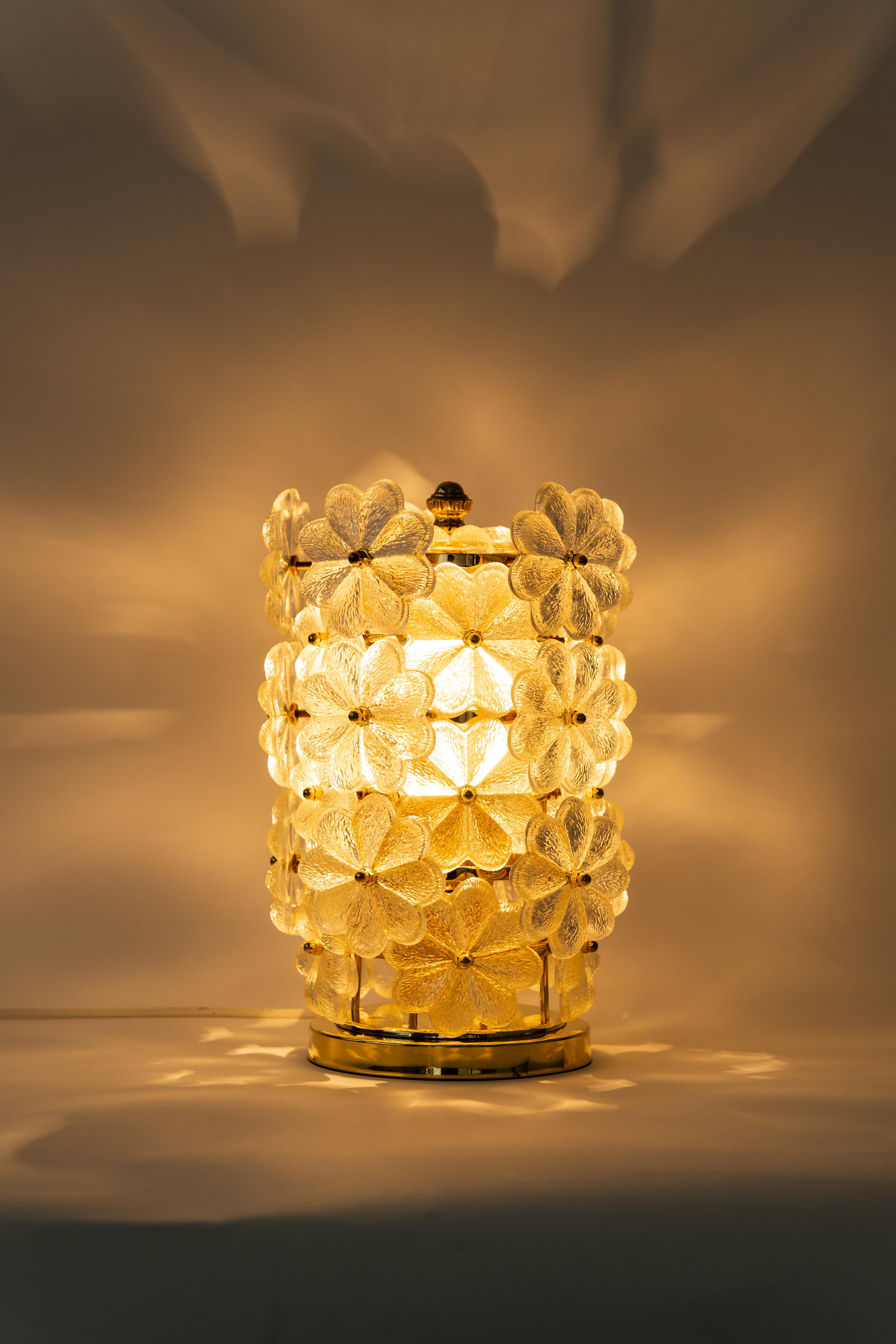 Late 20th Century Petite Stunning Murano Glass Flower Table Light by Ernst Palme, Germany, 1970s