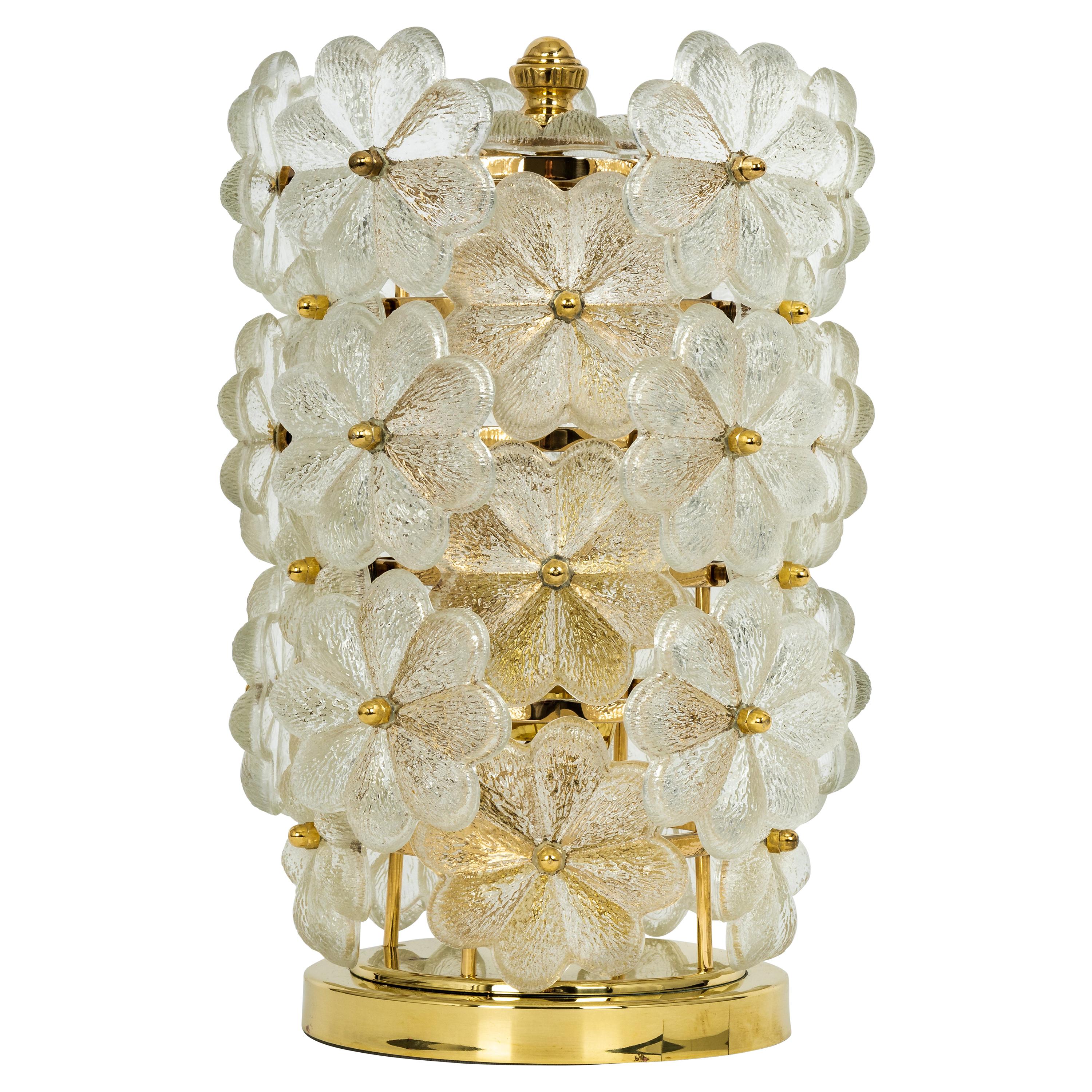 Petite Stunning Murano Glass Flower Table Light by Ernst Palme, Germany, 1970s