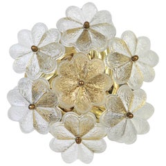 Petite Stunning Murano Glass Flower Wall Light by Ernst Palme, Germany, 1970s
