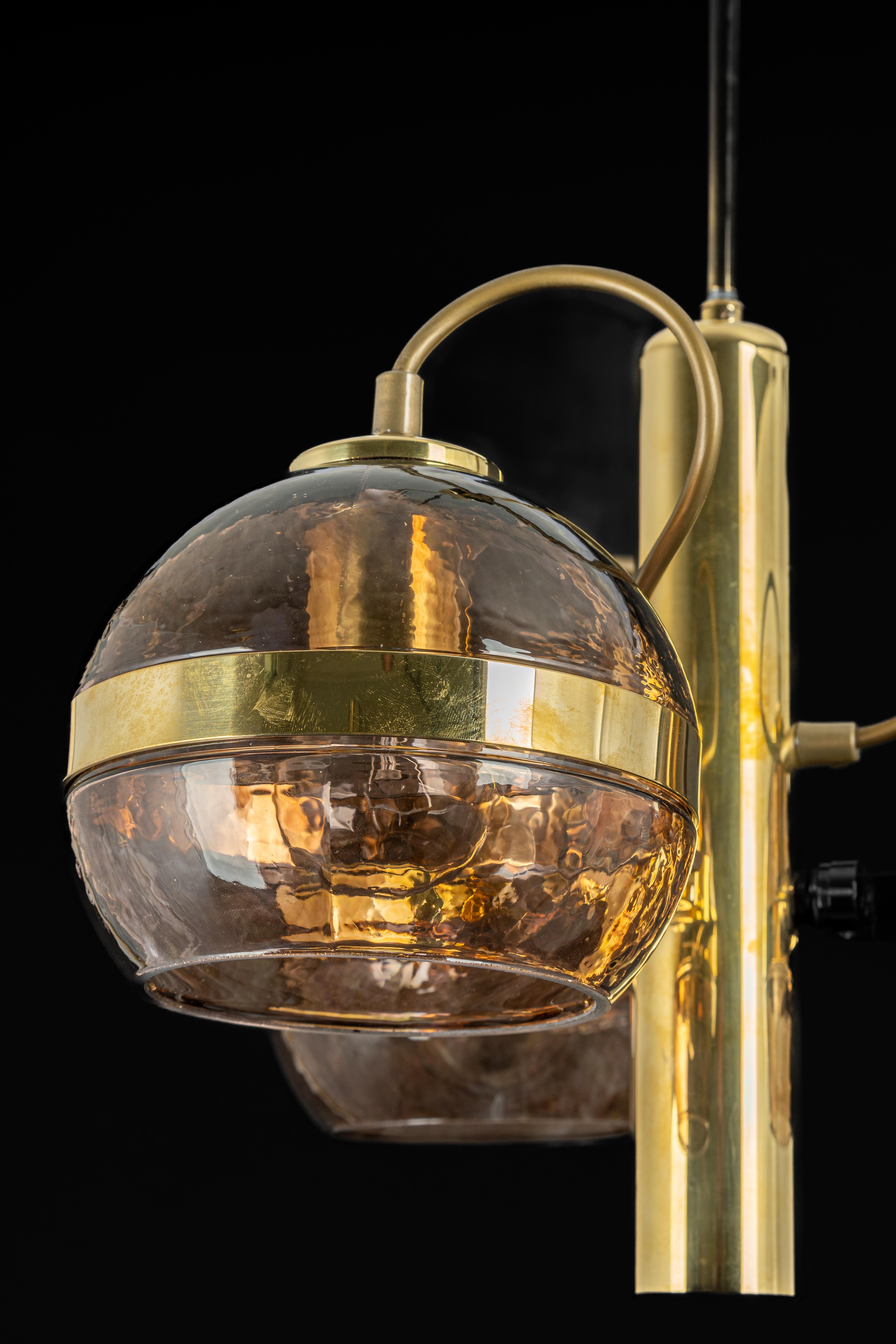 Petite Stunning Sciolari Style Brass Chandelier, Germany, 1960s For Sale 4