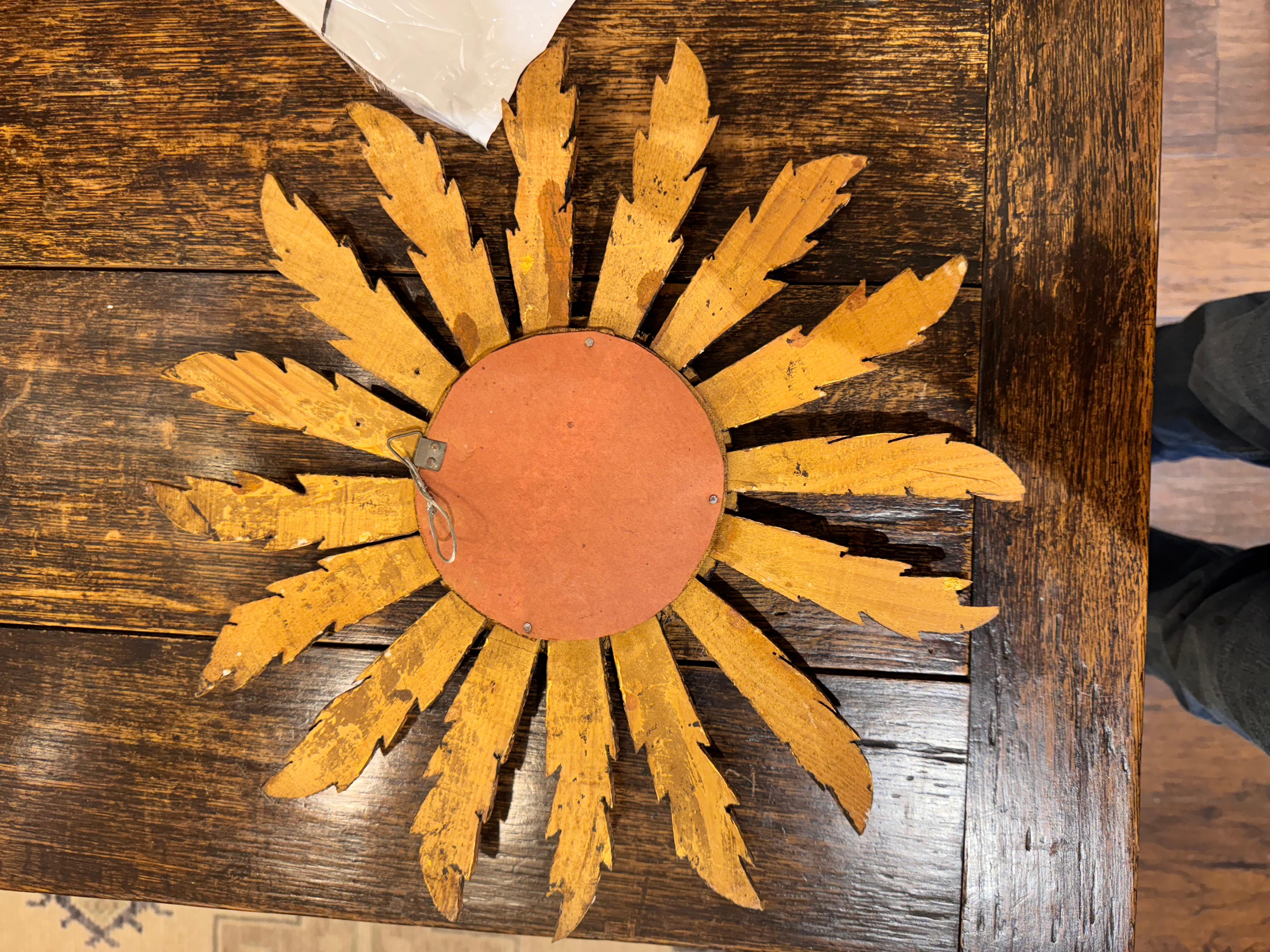 Petite Sunburst Convex Mirror For Sale 1
