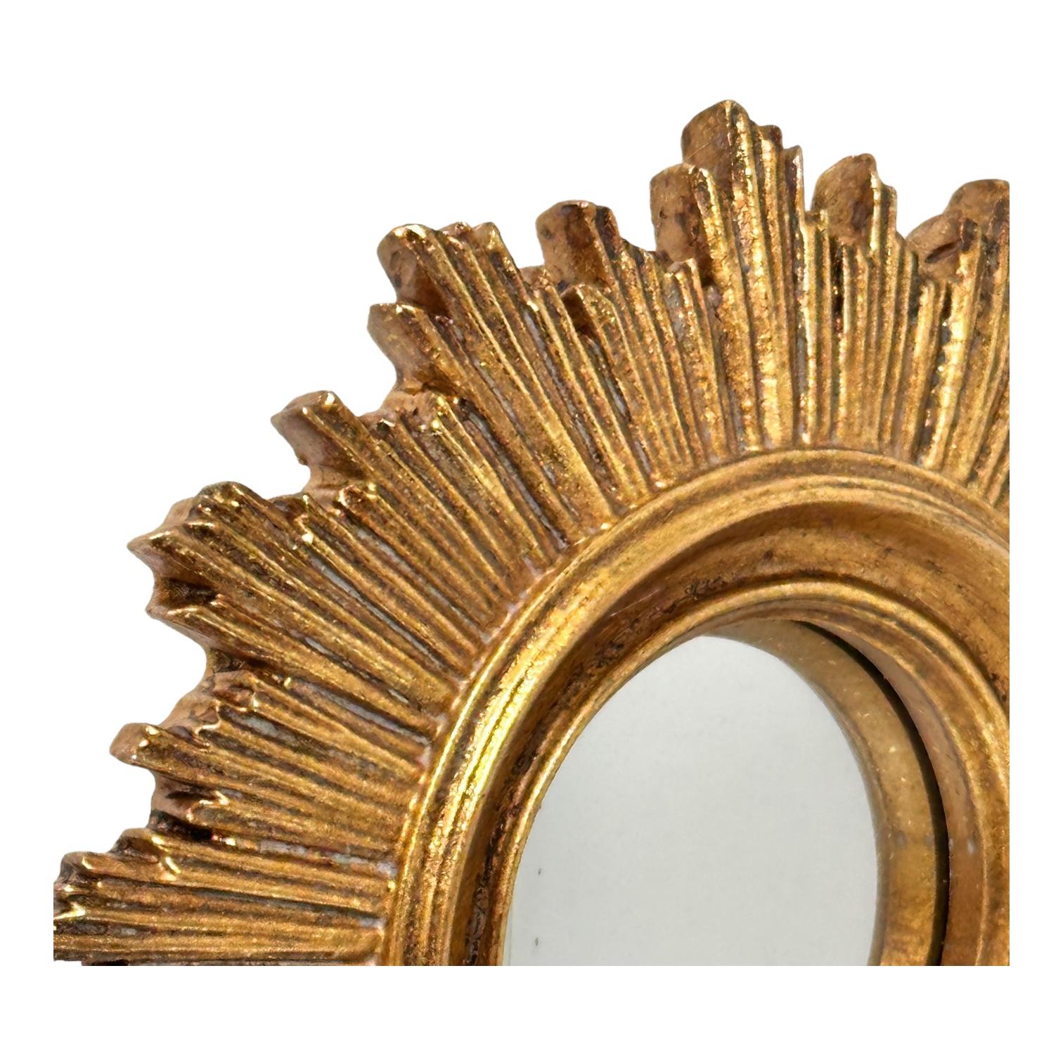 Hollywood Regency Petite Sunburst Starburst Convex Mirror Composition, Belgium, circa 1980s For Sale