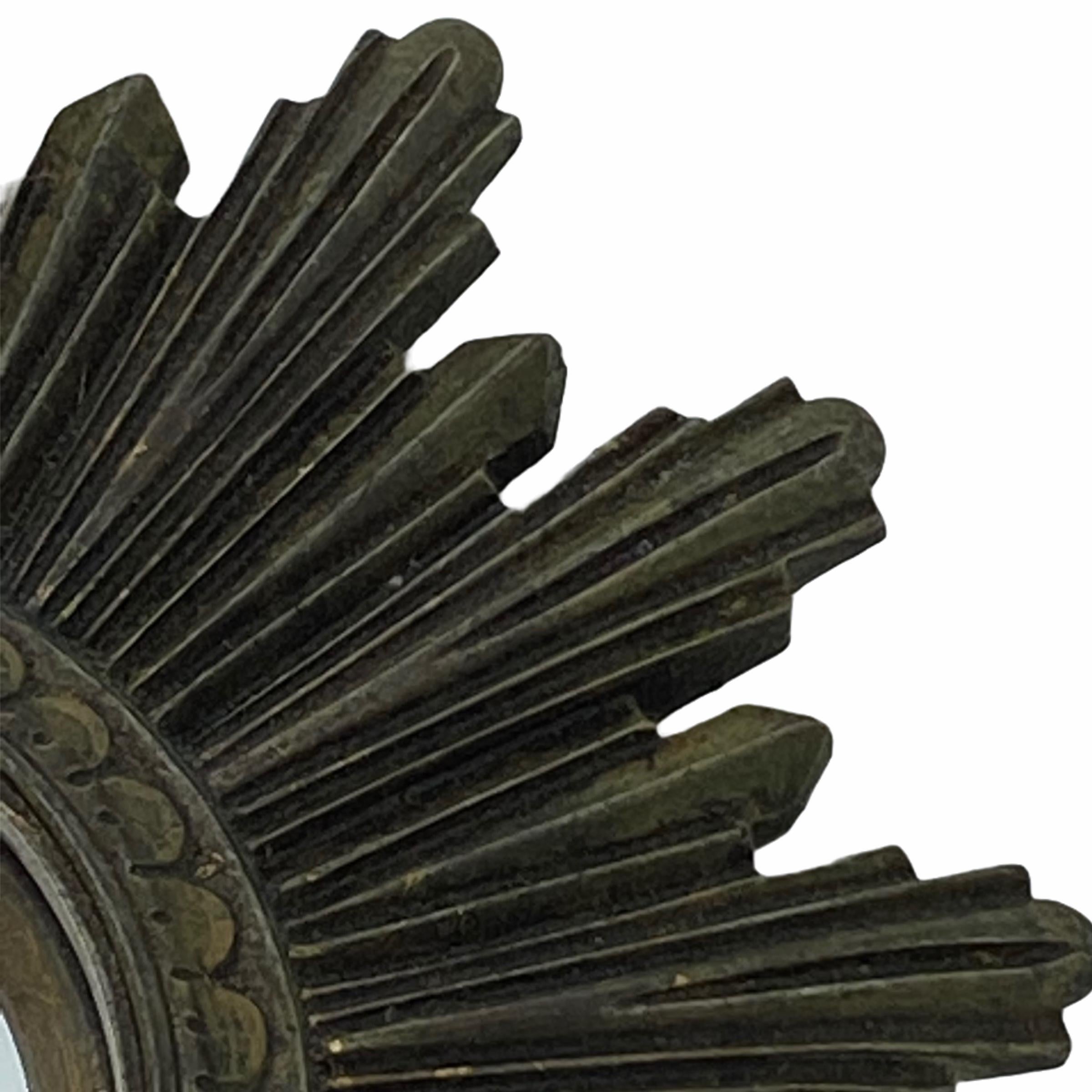 Hollywood Regency Petite Sunburst Starburst Convex Mirror Composition, German, circa 1960s