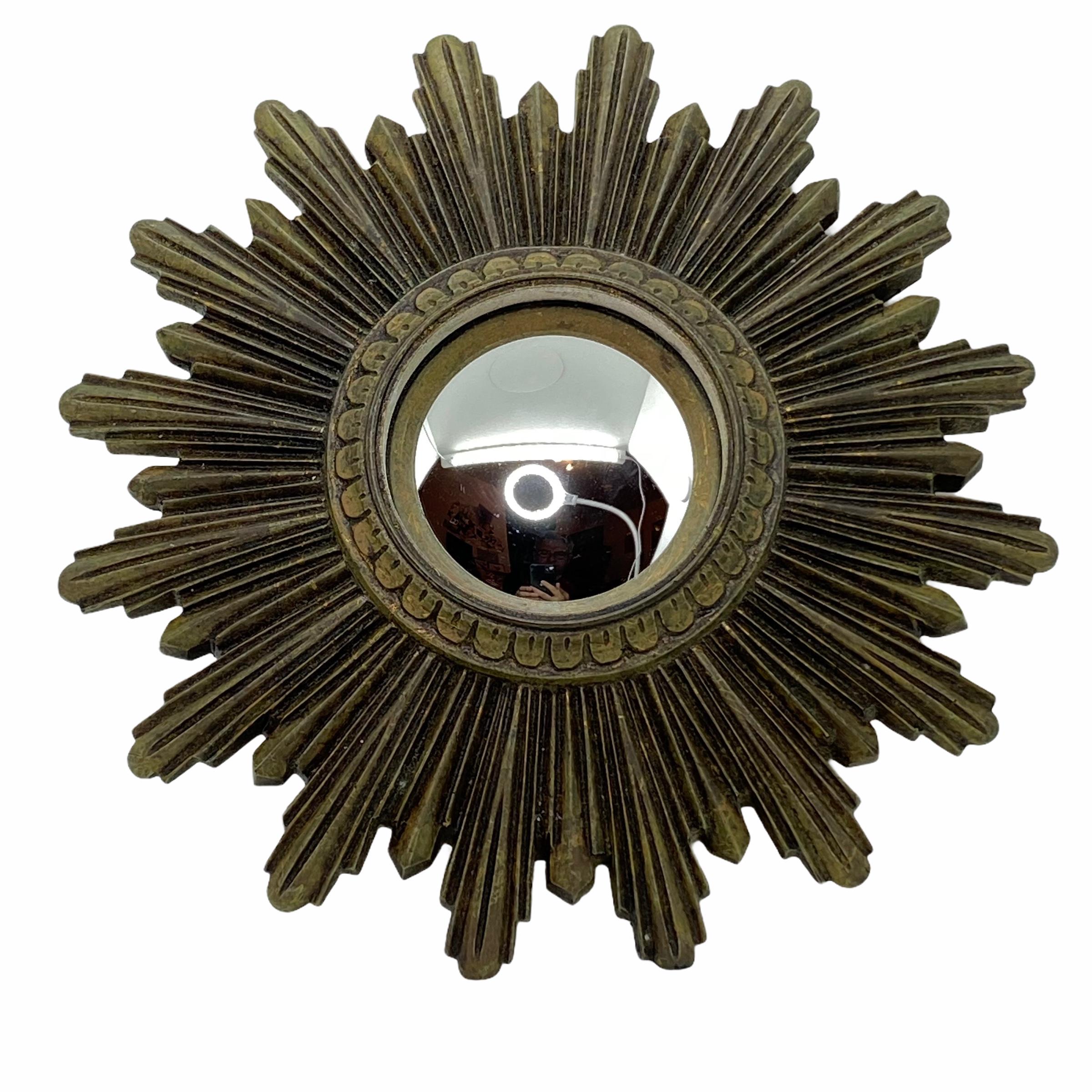 Petite Sunburst Starburst Convex Mirror Composition, German, circa 1960s 1