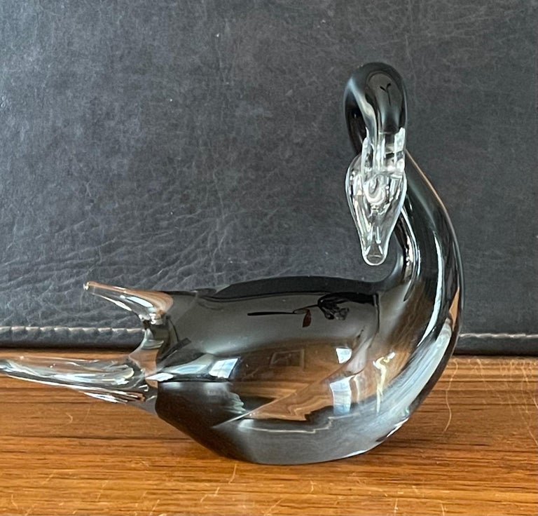 20th Century Petite Swan Sommerso Art Glass Sculpture by Murano Glass For Sale