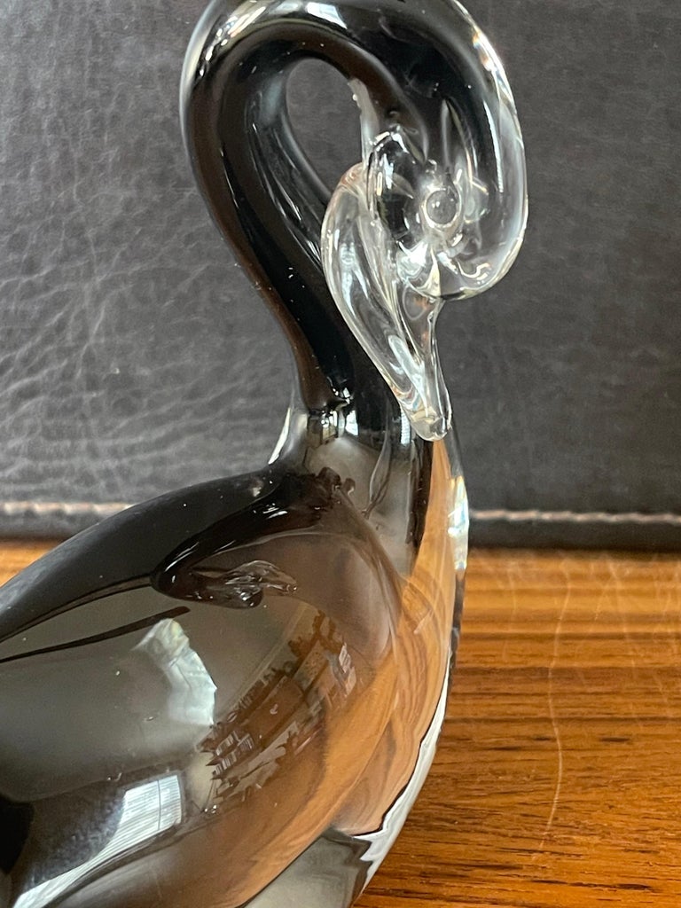 Petite Swan Sommerso Art Glass Sculpture by Murano Glass For Sale 2