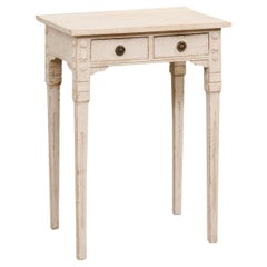 Petite Swedish Late 19th Century Painted Console Table with Carved Campanula