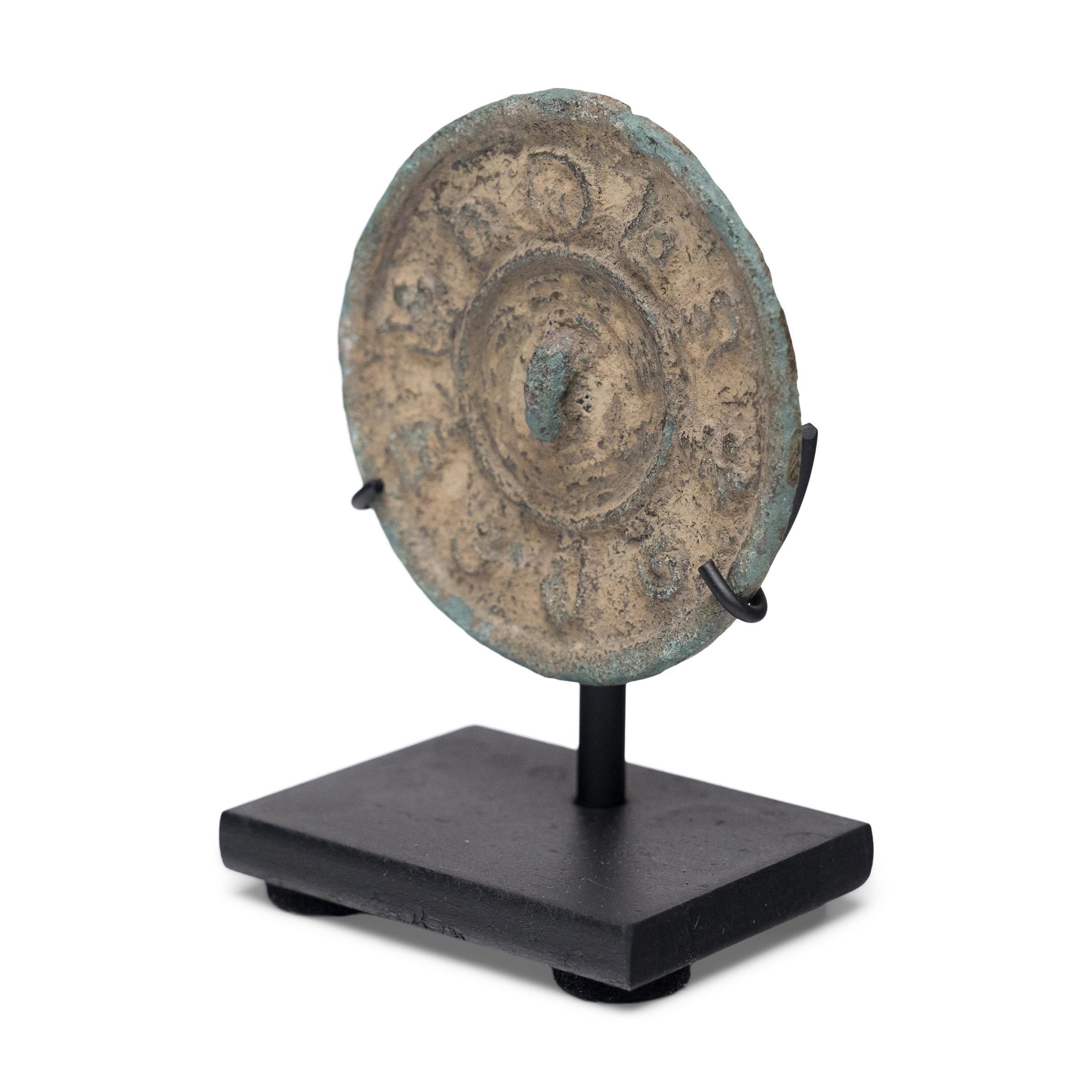 Chinese Petite Tang Bronze Mirror with I-Ching, c. 700 AD For Sale