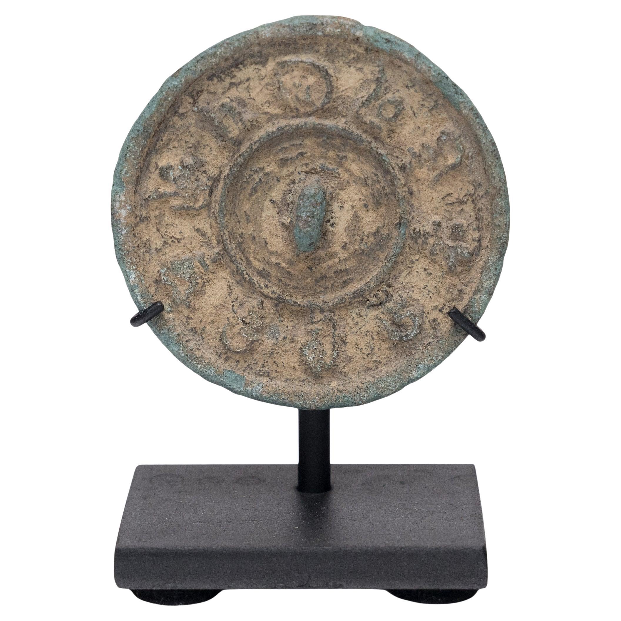 Petite Tang Bronze Mirror with I-Ching, c. 700 AD For Sale
