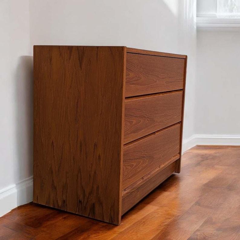 Petite Teak Dresser, Three Drawers, Nightstand, Mid Century, MCM, Danish Modern For Sale 3