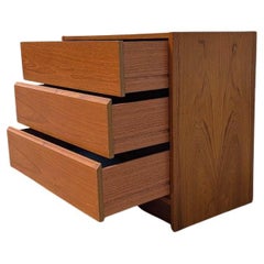 Petite Teak Dresser, Three Drawers, Nightstand, Mid Century, MCM, Danish Modern