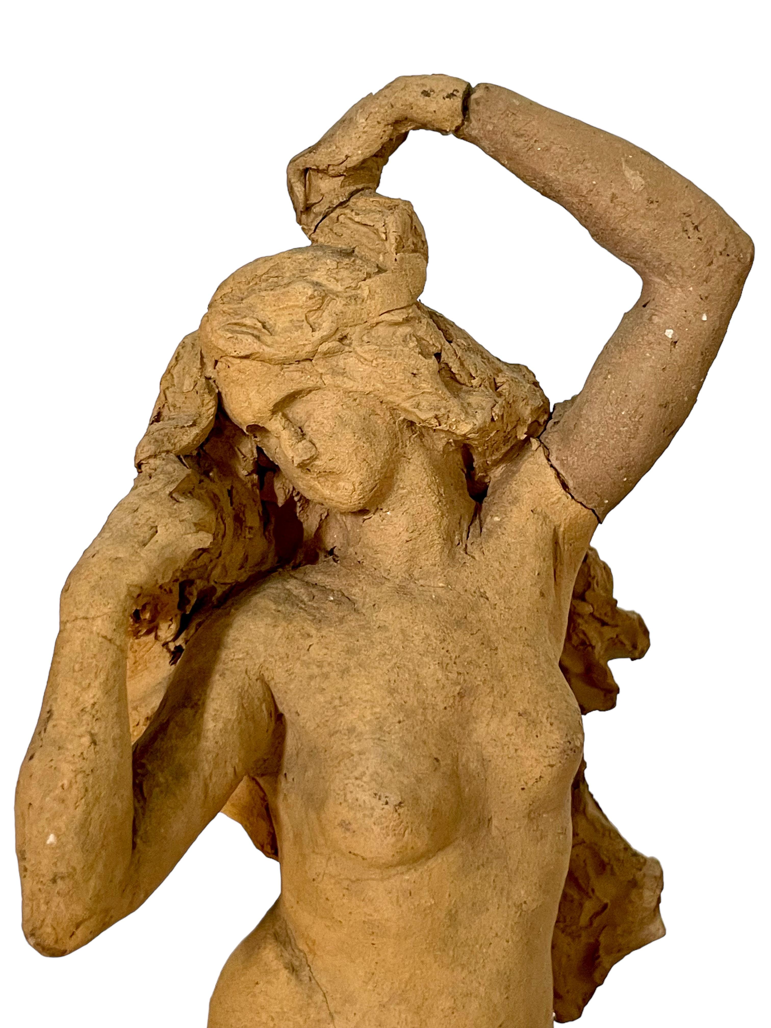 Petite Terracotta Statue of a Nude Young Woman For Sale 2