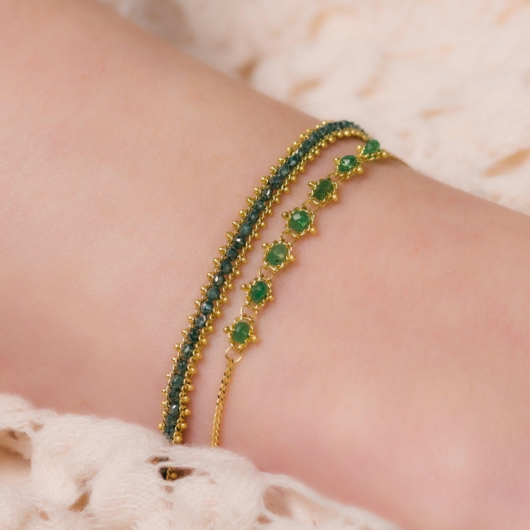 Petite Textile Bracelet in Emerald In New Condition For Sale In Chapel Hill, NC
