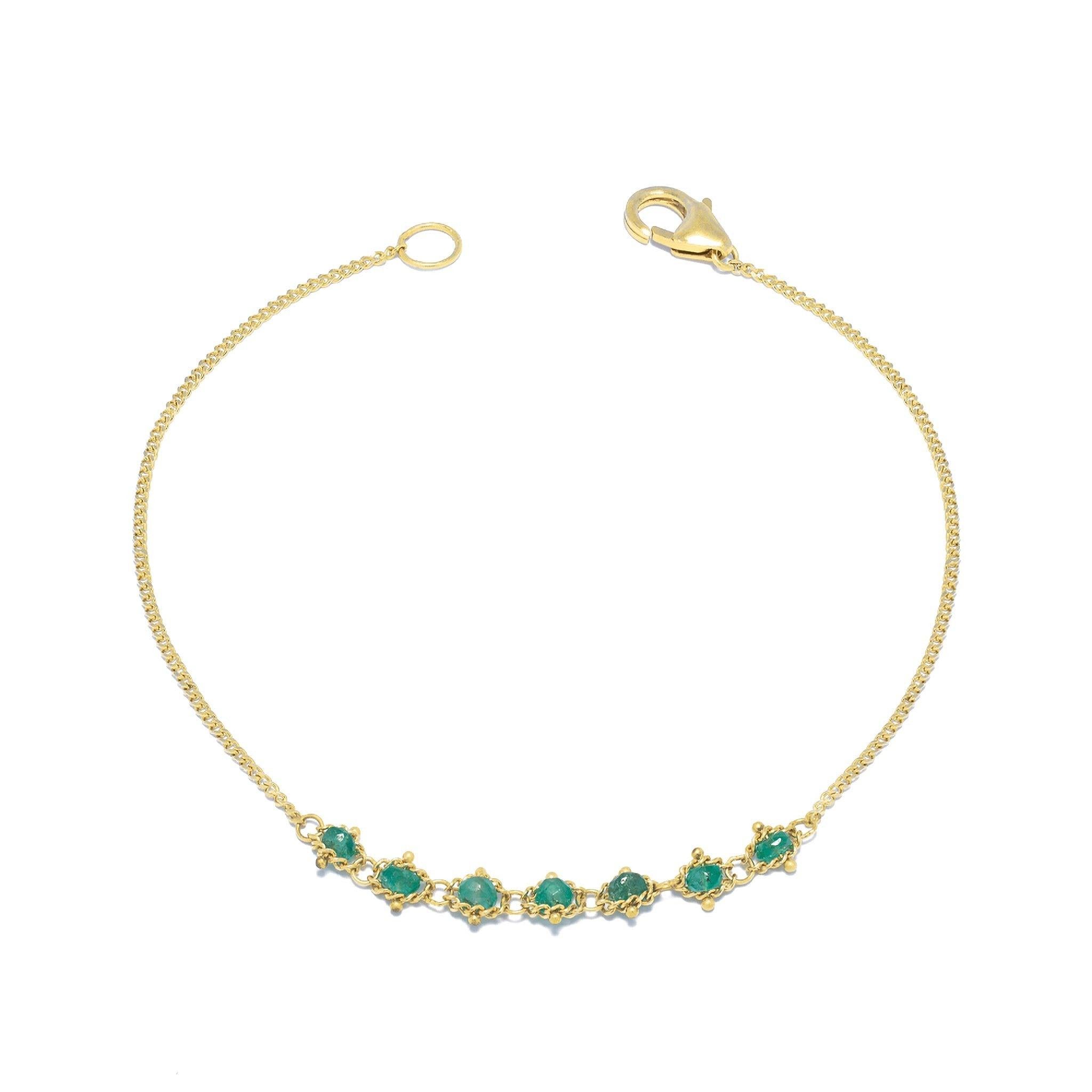 Petite Textile Bracelet in Emerald For Sale