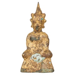 Petite Thai Bangkok Period Gilt Bronze Seated Dhyana Mudra Buddha Sculpture