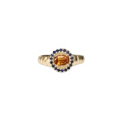 Petite Theseus Ring with Orange Sapphire, 18 Karat Yellow Gold