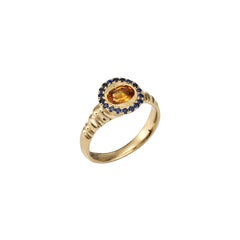 Petite Theseus Ring with Orange Sapphire, 18 Karat Yellow Gold