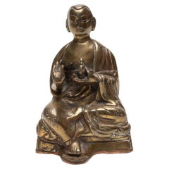 Petite Tibetan Brass Lama Figure, c. 1900