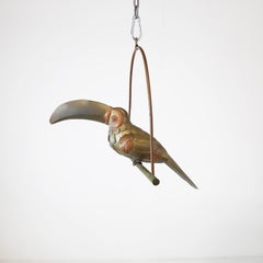 Petite Toucan on Hanging Perch Figure in the Style of Sergio Bustamante