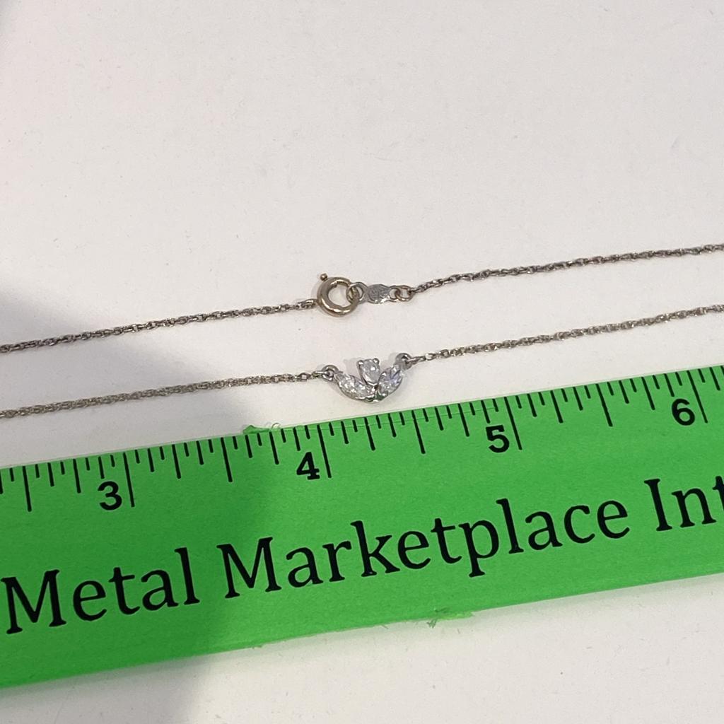 Petite Triple Diamond Stationary Pendant 0.38 Carats Trio 14K White Gold In Excellent Condition In Austin, TX