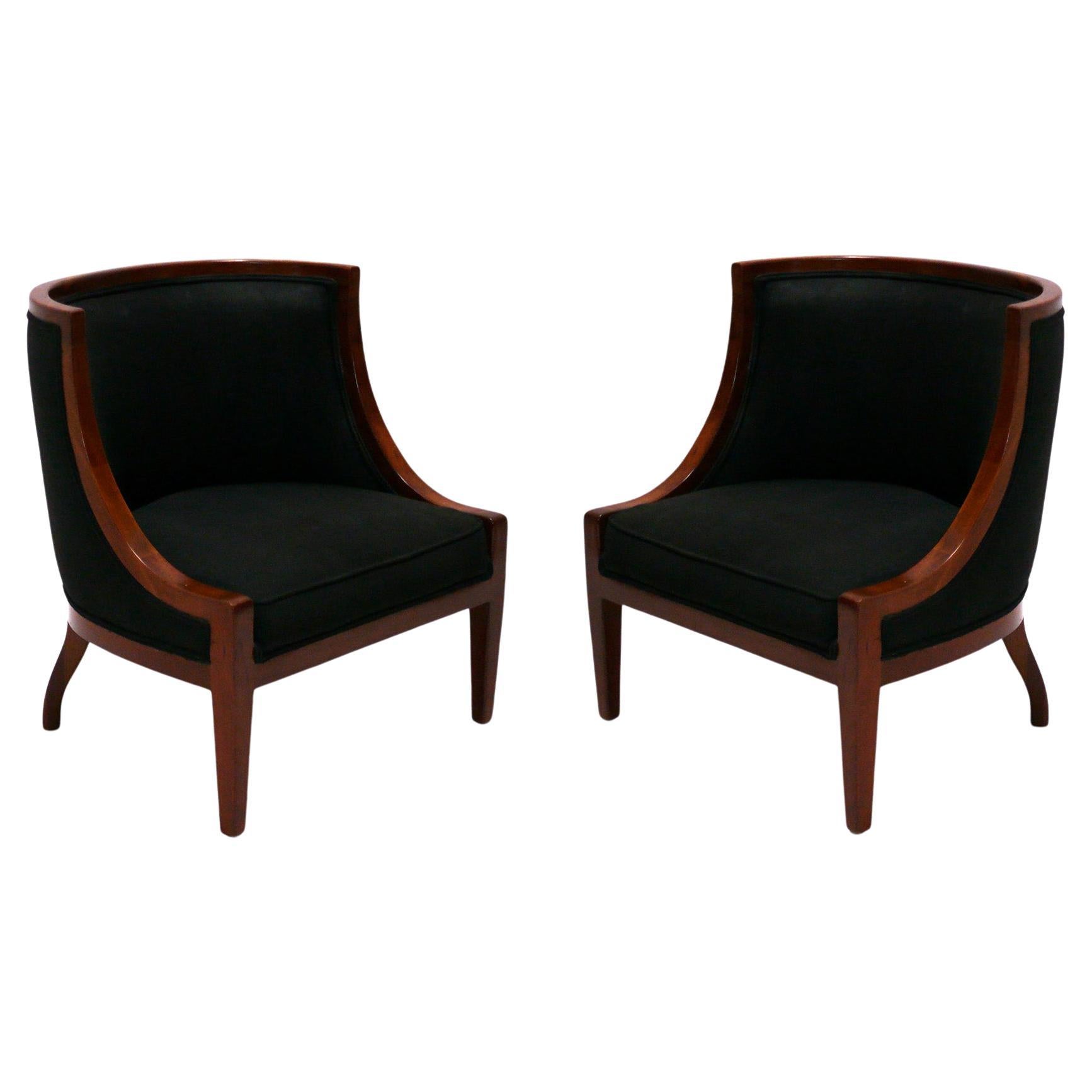Petite Tub Chairs Reupholstered in Your Fabric Refinished Mid Century Modern For Sale