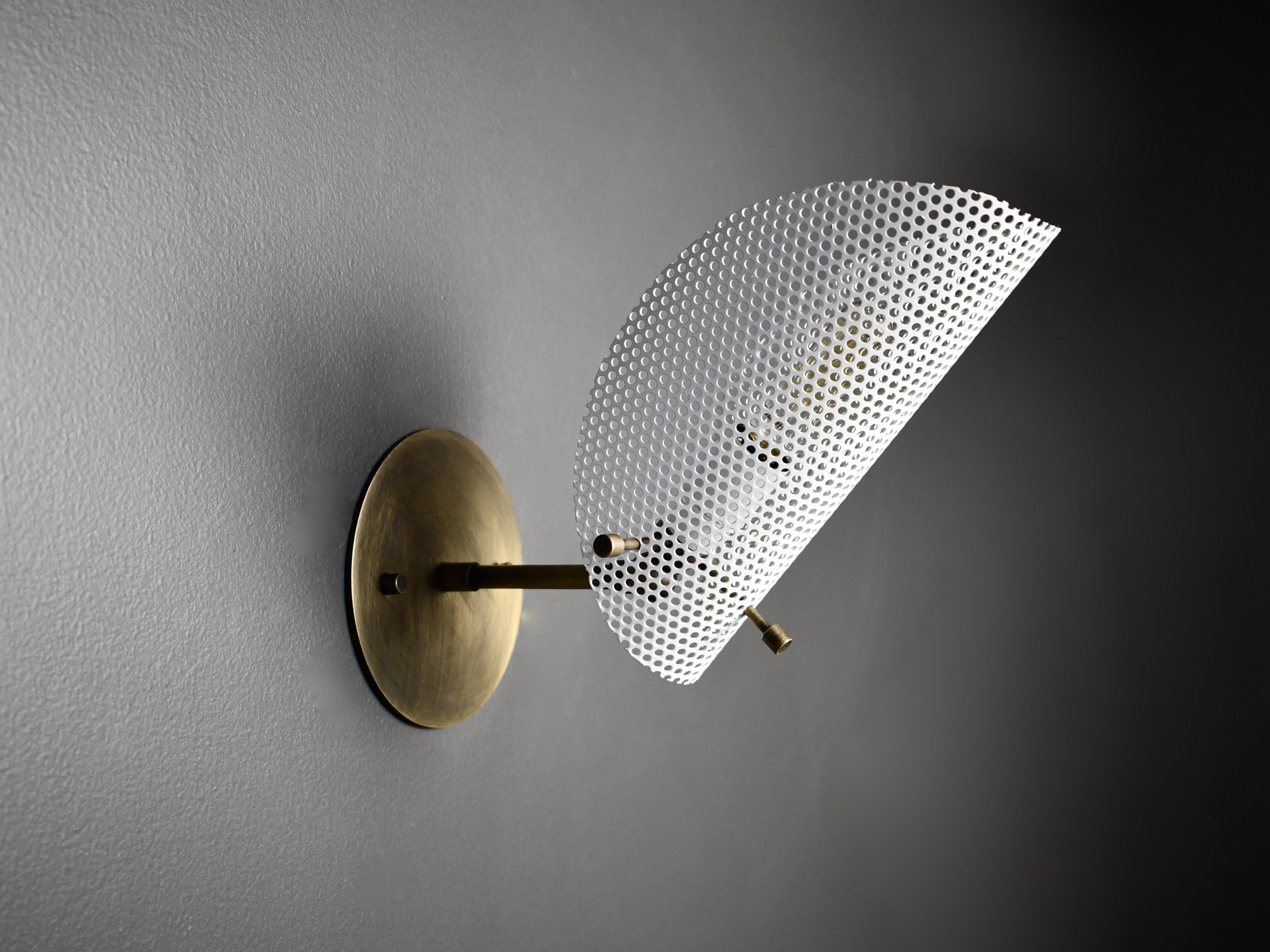 Mid-Century Modern Petite Tulle Wall Sconce in Bronze + White Enamel Mesh, Blueprint Lighting, 2020 For Sale