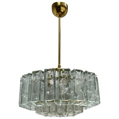 Petite Two-Tier Square Glass Tube Chandelier by Doria Leuchten, Germany, 1960s