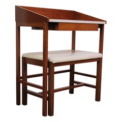 Tavolino da toilette/scrivania con sgabello progettato da Edward Wormley per Dunbar