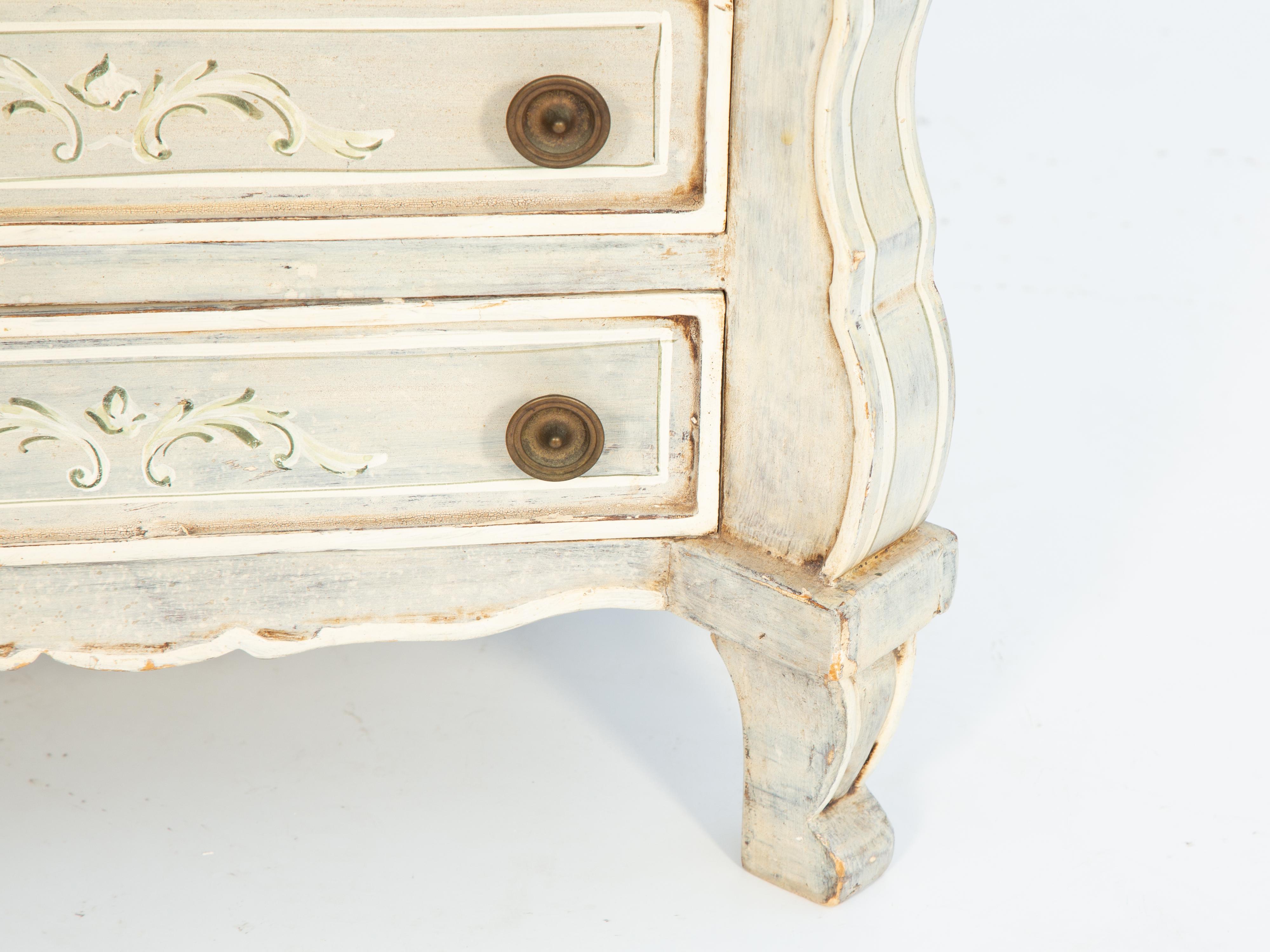 Italian Petite Venetian Handpainted Commode with Triple Drawers For Sale