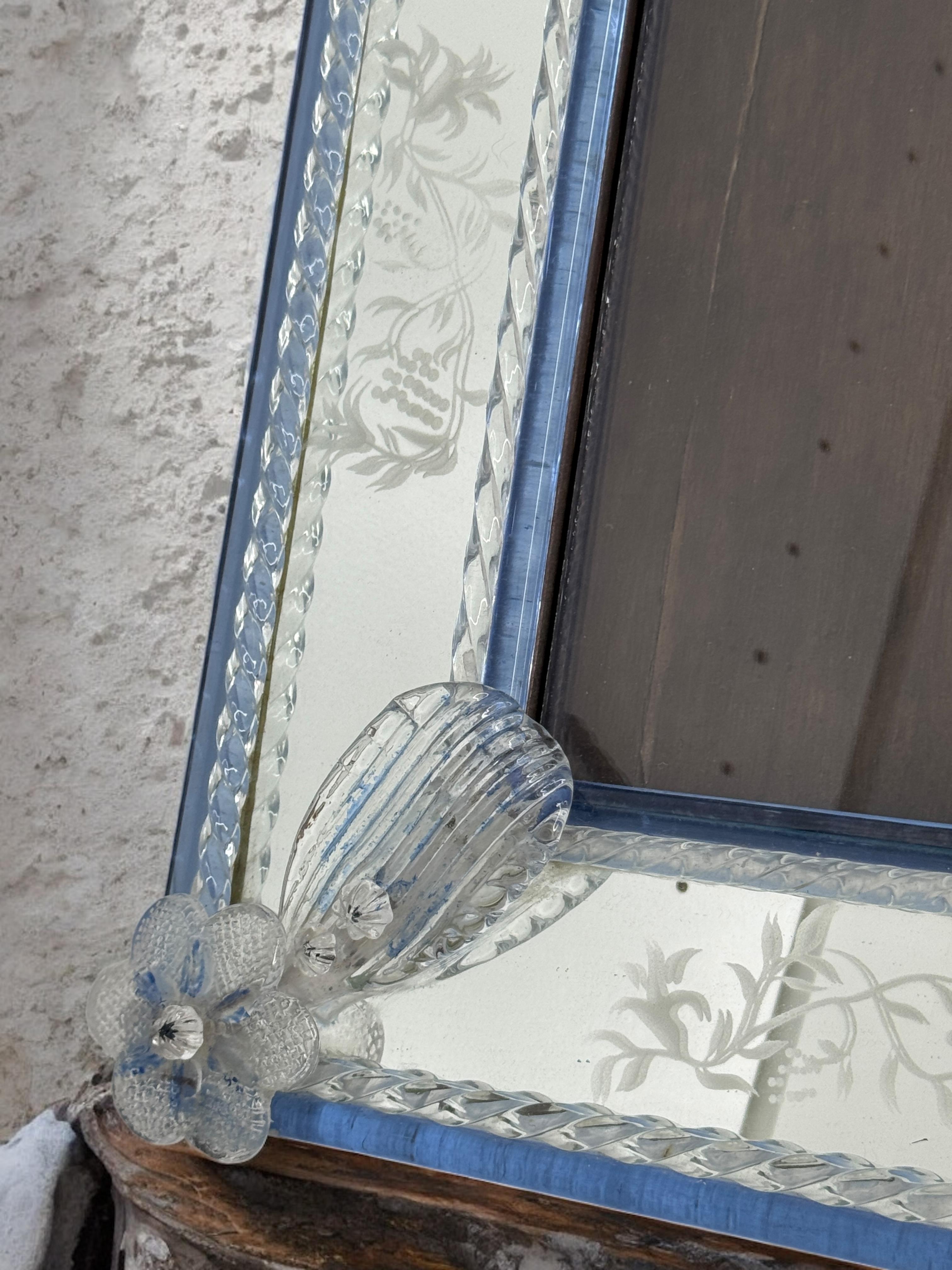 Kleiner venezianischer Murano-Kunstglas-Bilderrahmen-Spiegel Vintage, Italien, 1960er Jahre im Angebot 7