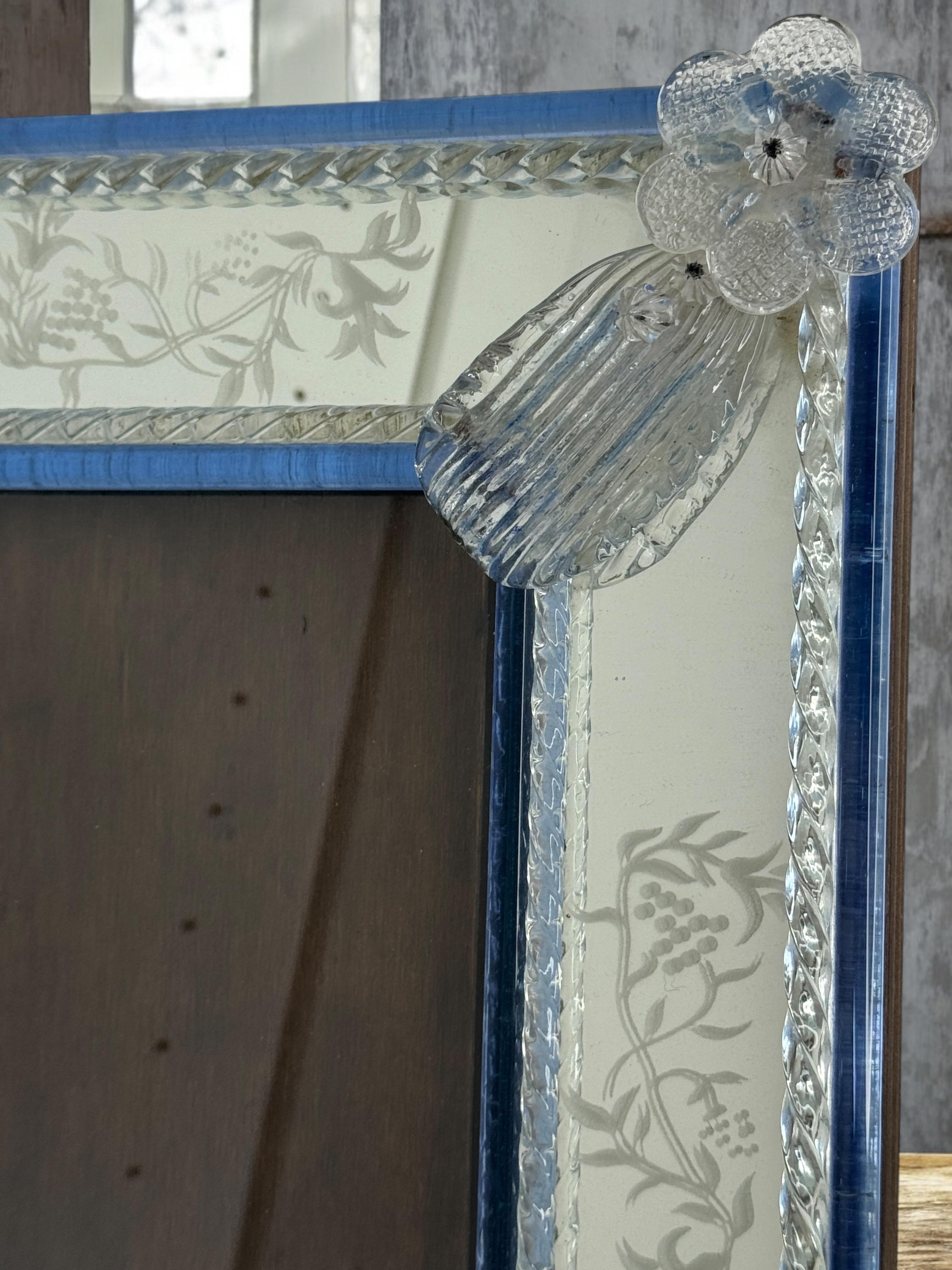 Kleiner venezianischer Murano-Kunstglas-Bilderrahmen-Spiegel Vintage, Italien, 1960er Jahre im Angebot 9