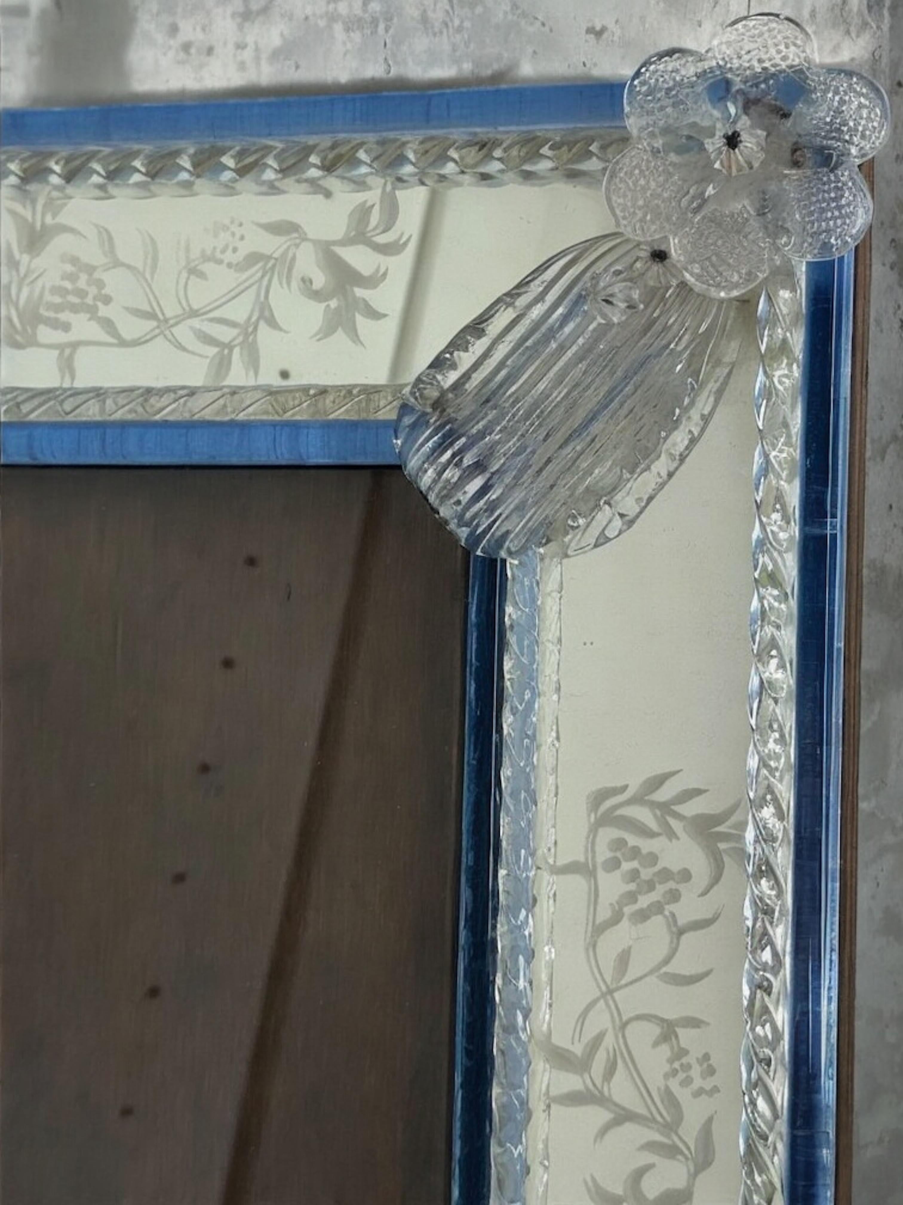 Kleiner venezianischer Murano-Kunstglas-Bilderrahmen-Spiegel Vintage, Italien, 1960er Jahre im Angebot 10
