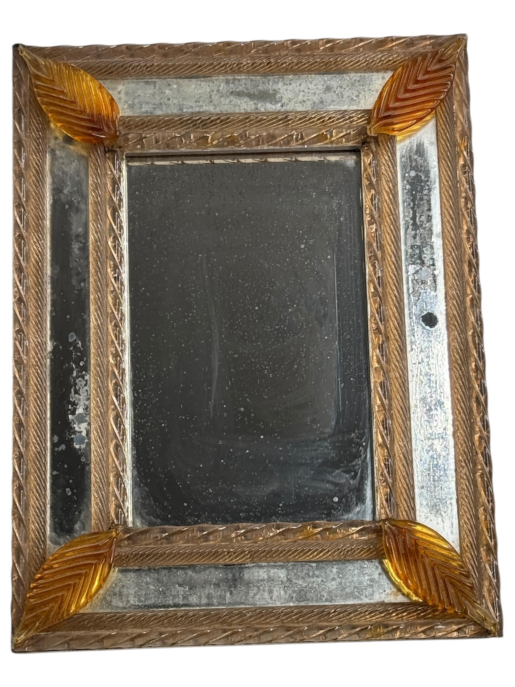 Kleiner venezianischer Murano-Kunstglas-Bilderrahmen-Spiegel Vintage, Italien, 1960er Jahre (Italienisch) im Angebot