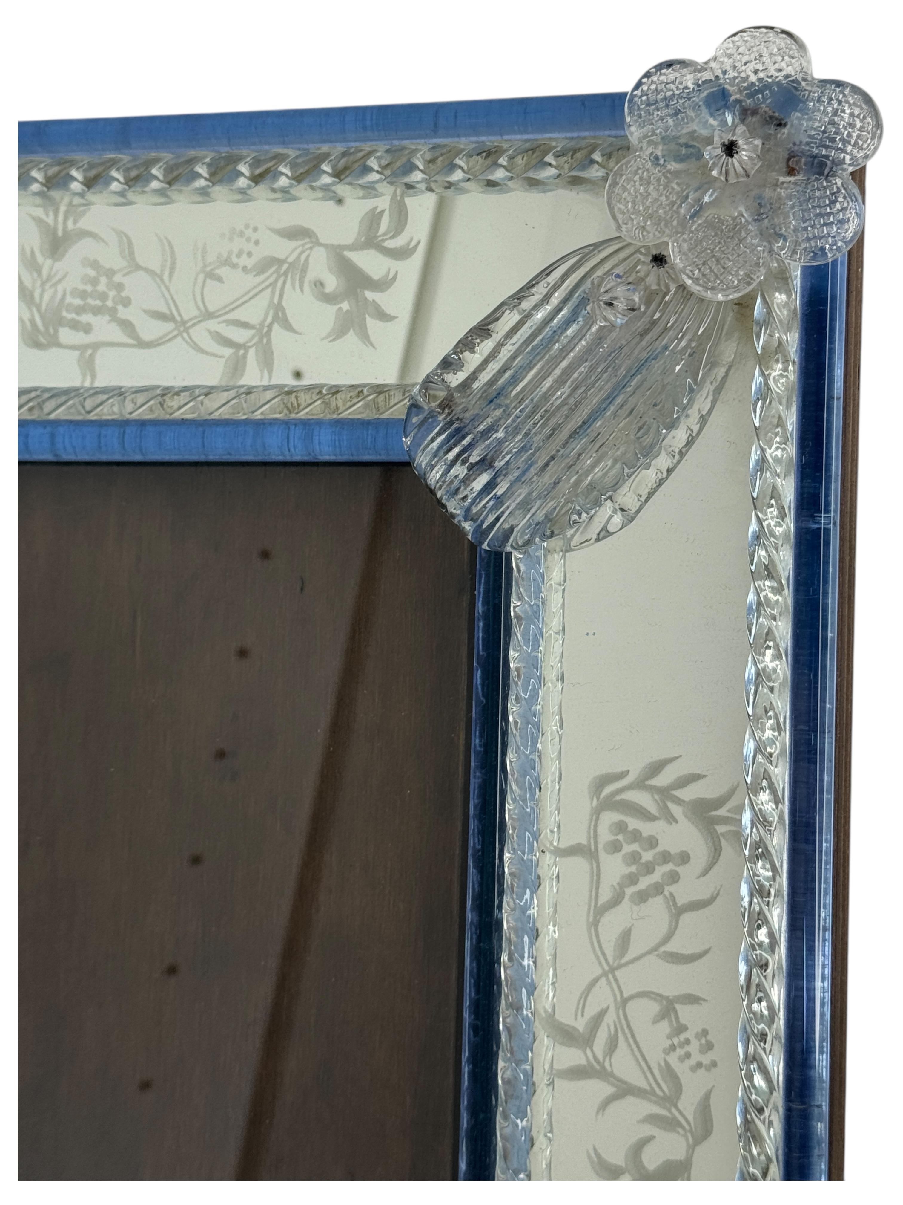 Kleiner venezianischer Murano-Kunstglas-Bilderrahmen-Spiegel Vintage, Italien, 1960er Jahre im Zustand „Gut“ im Angebot in Nuernberg, DE