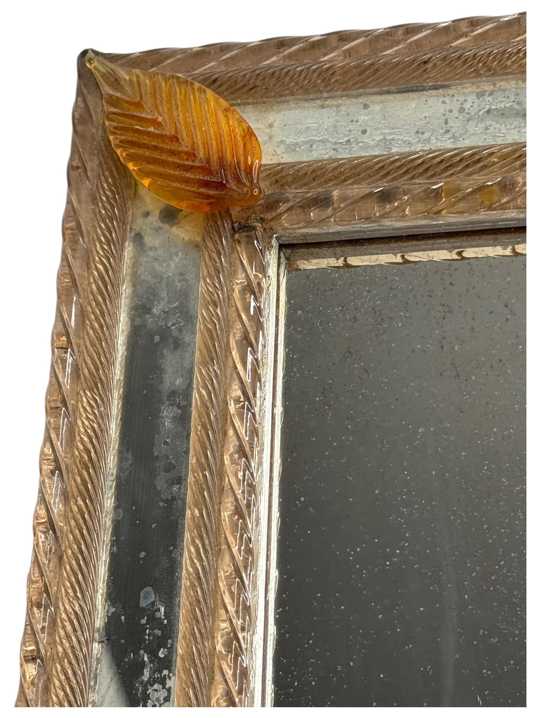 Kleiner venezianischer Murano-Kunstglas-Bilderrahmen-Spiegel Vintage, Italien, 1960er Jahre (Mitte des 20. Jahrhunderts) im Angebot