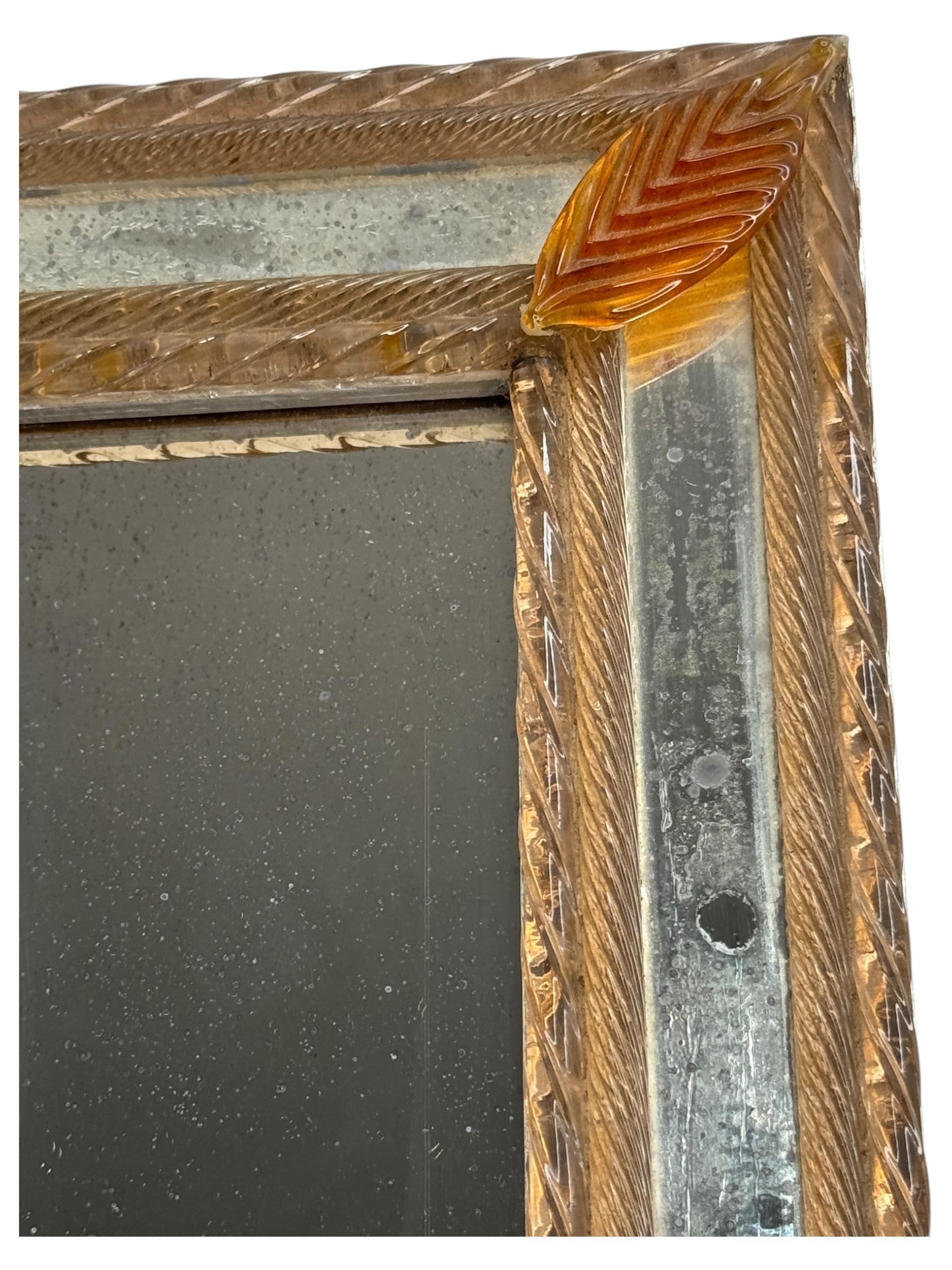 Kleiner venezianischer Murano-Kunstglas-Bilderrahmen-Spiegel Vintage, Italien, 1960er Jahre (Muranoglas) im Angebot