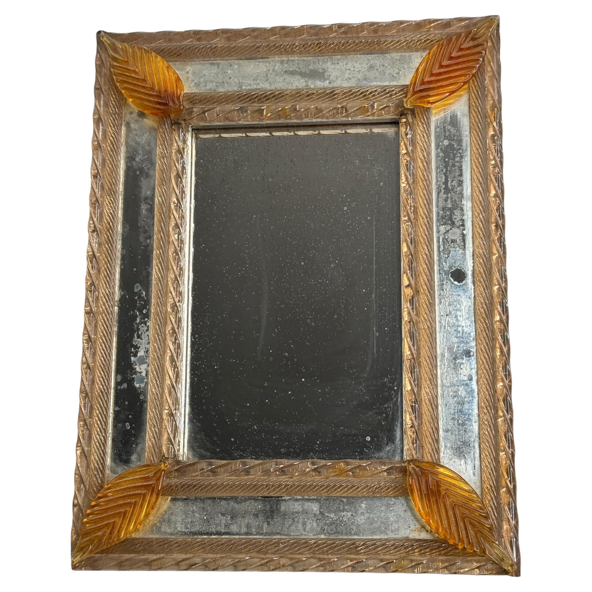 Specchio con cornice in vetro di Murano Vintage, Italia, anni '60