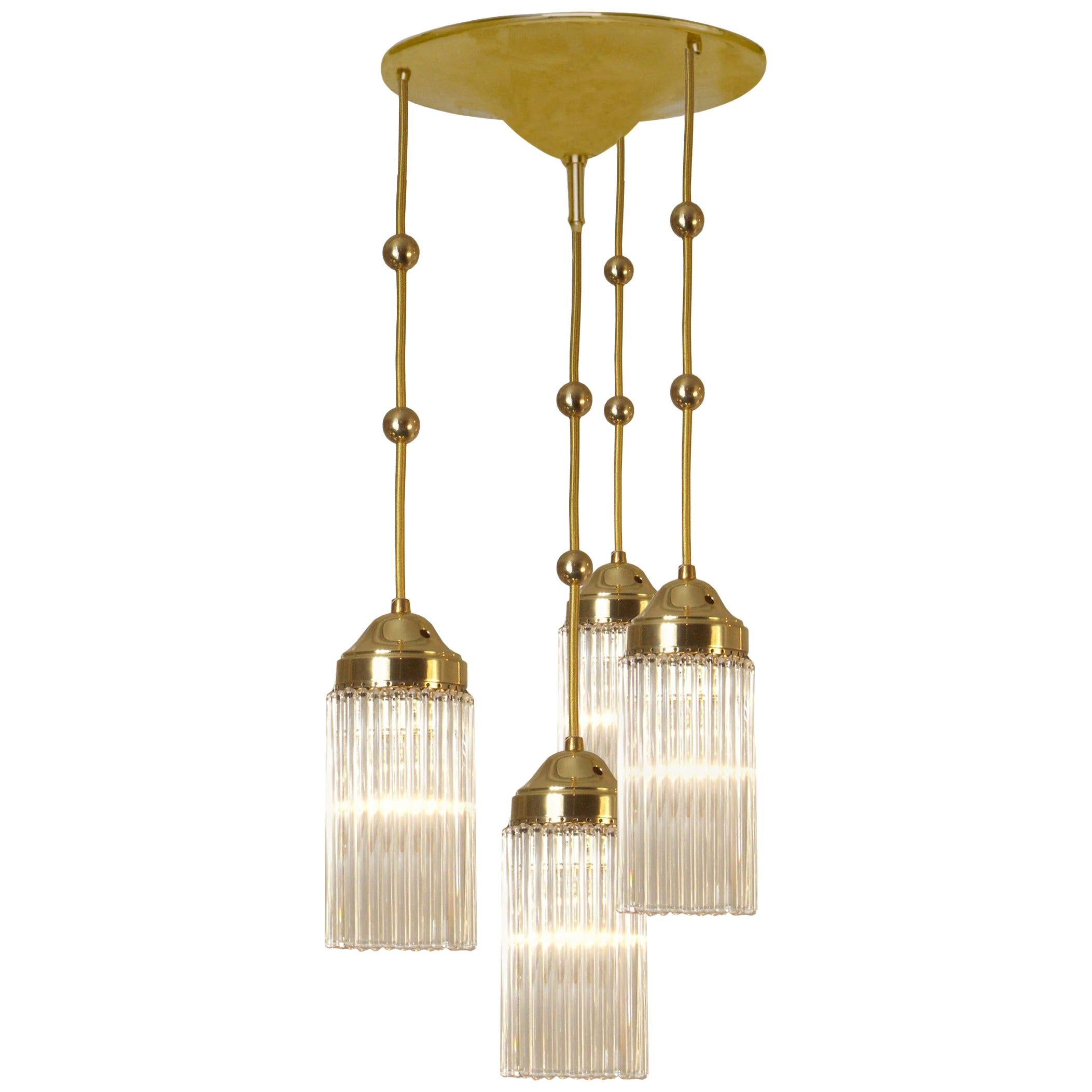 Petite Viennese Josef Hoffmann Jugendstil Chandelier, Re-Edition