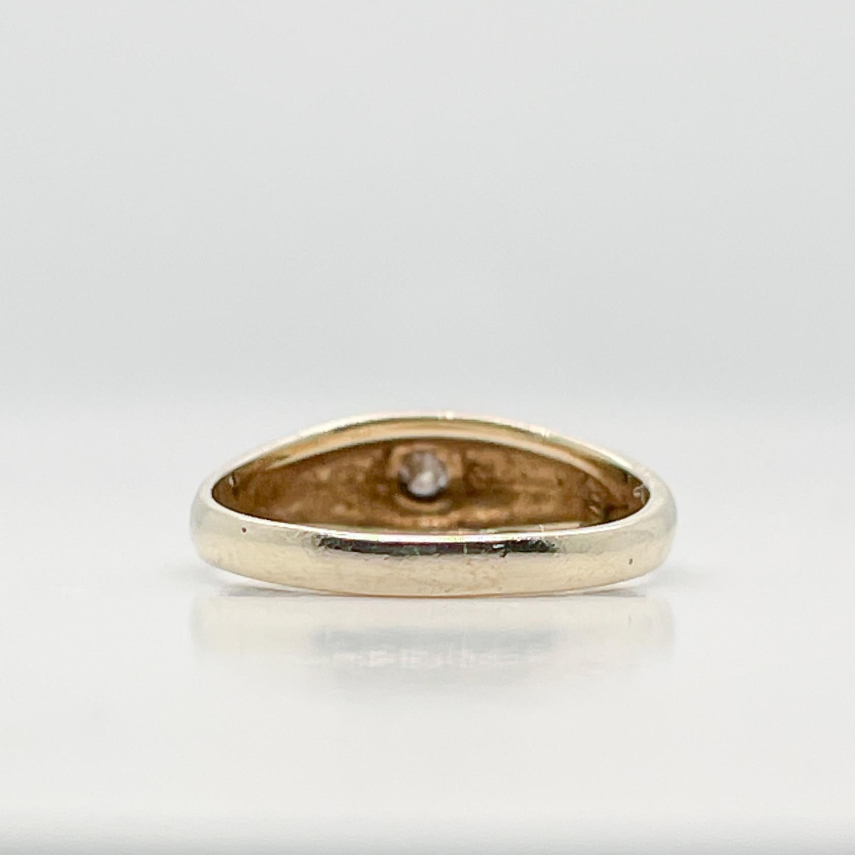 Women's or Men's Petite Vintage 14 Karat Gold and Diamond Ring For Sale
