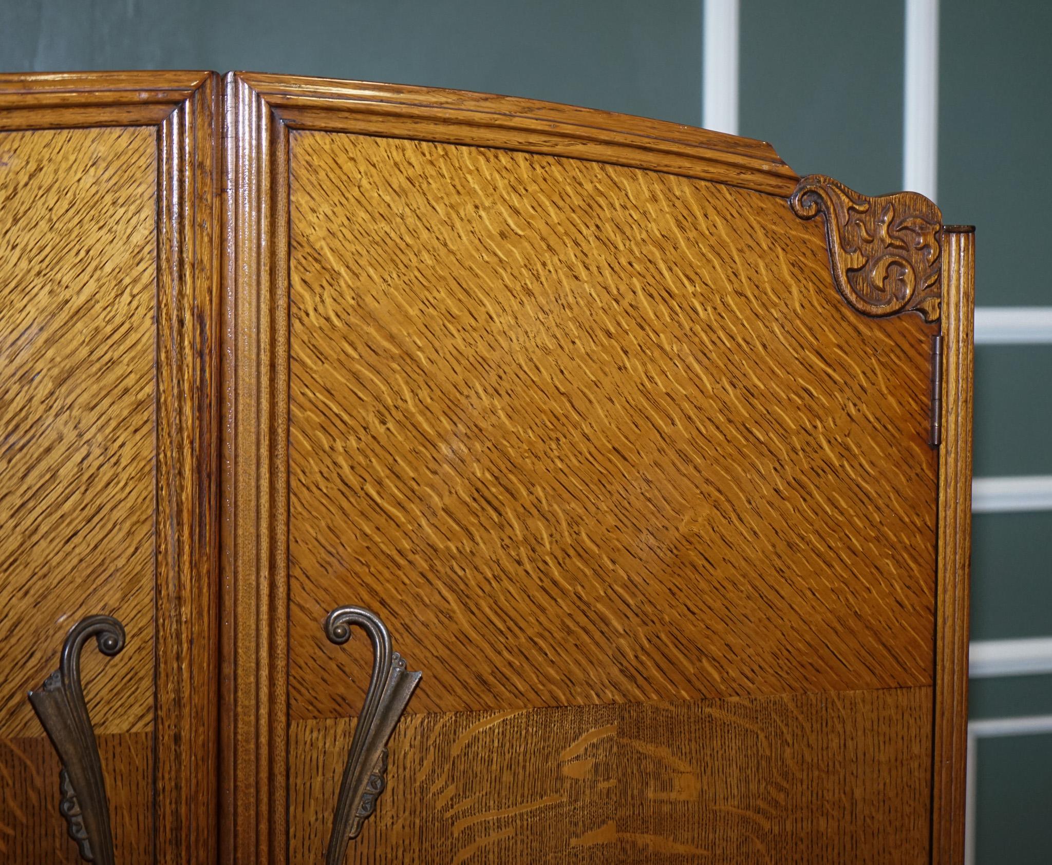 British Petite Vintage Art Deco Oak Two Door Wardrobe For Sale