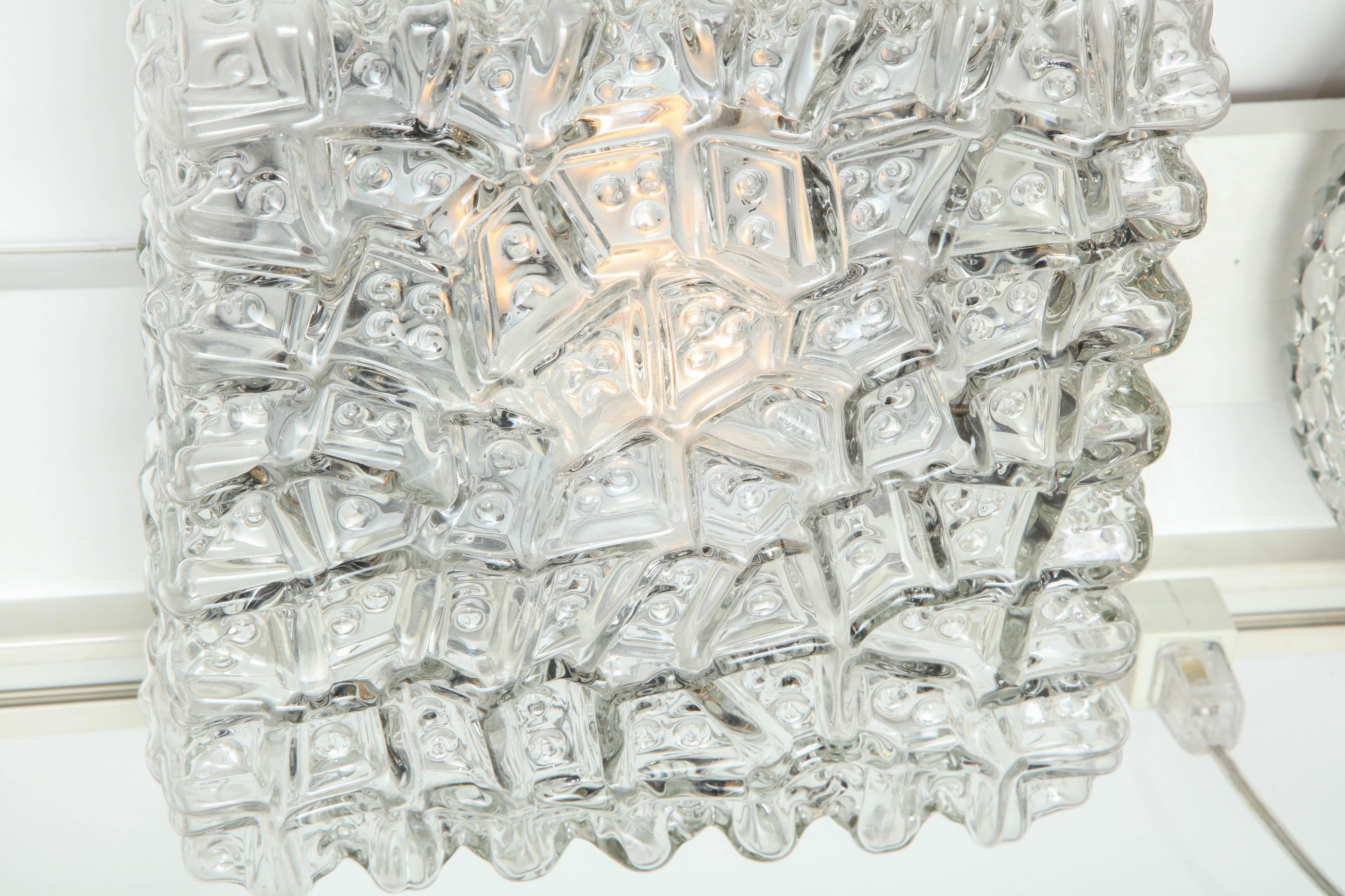 Glass Petite Vintage Austrian Square Flush Mount Light