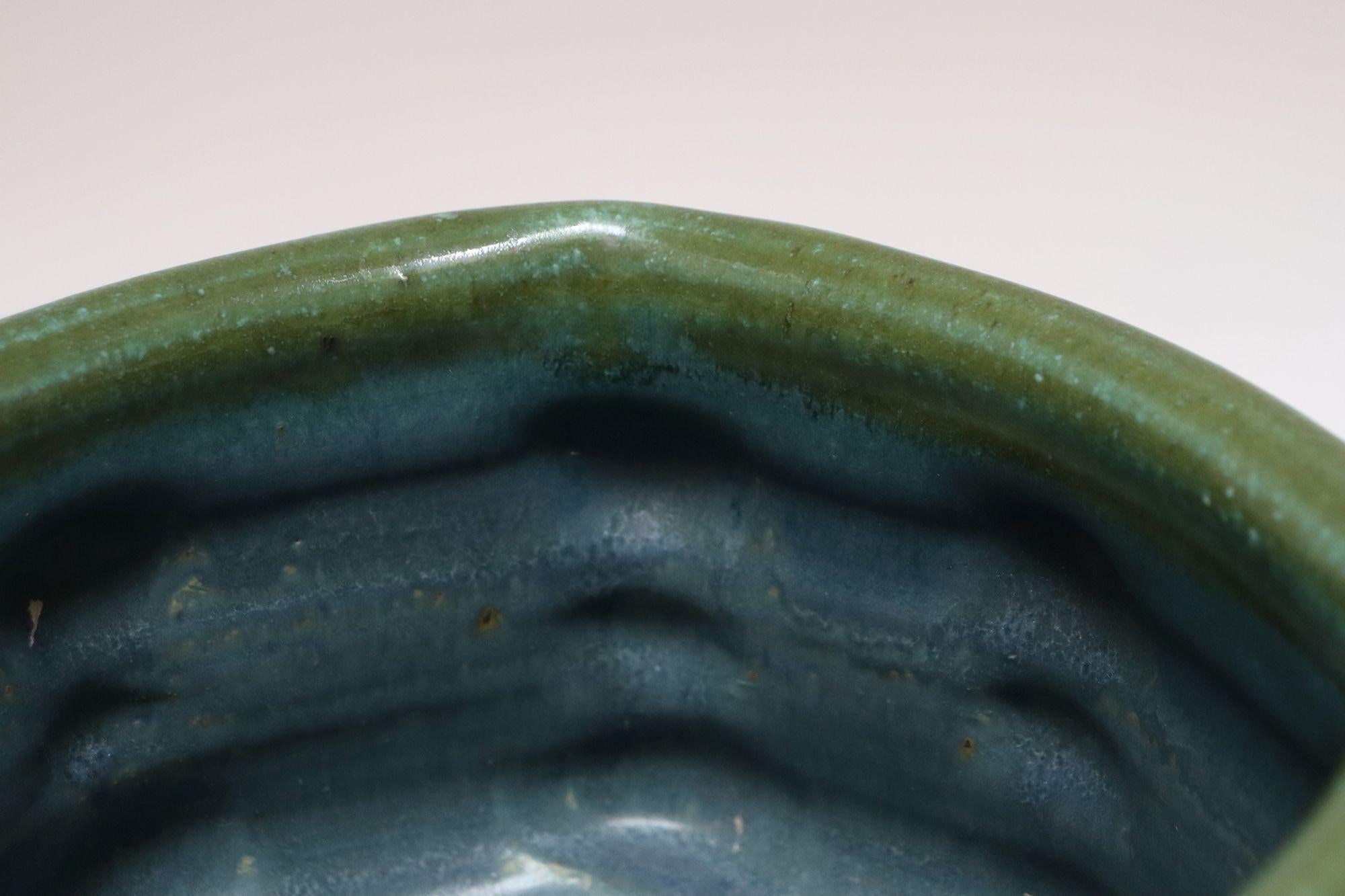 Pequeña maceta cuadrada vintage azul y verde de Studio Pottery de Deanna Nichols en venta 5