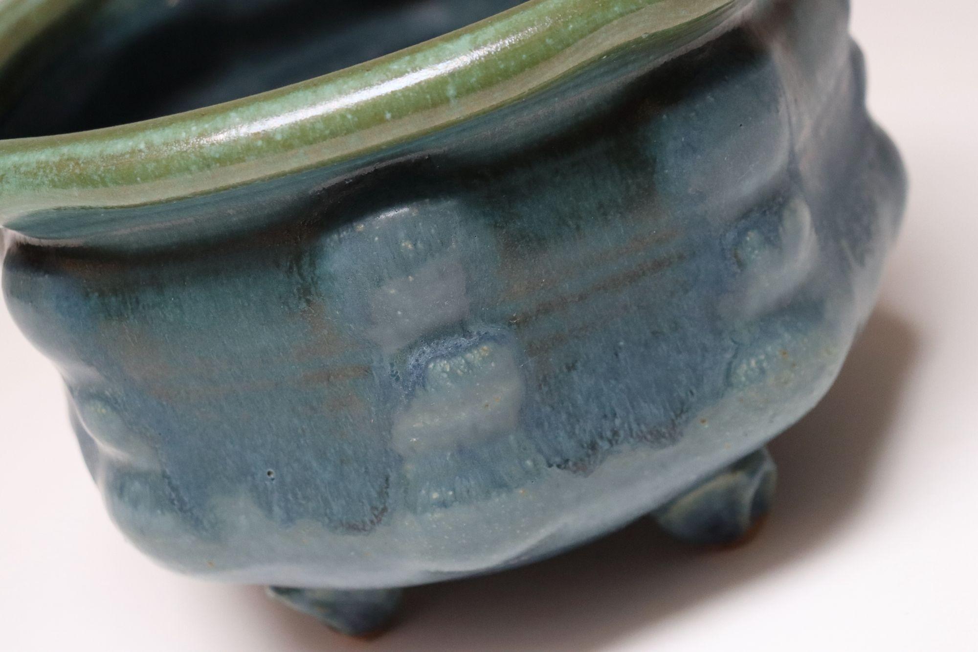 Pequeña maceta cuadrada vintage azul y verde de Studio Pottery de Deanna Nichols en venta 1