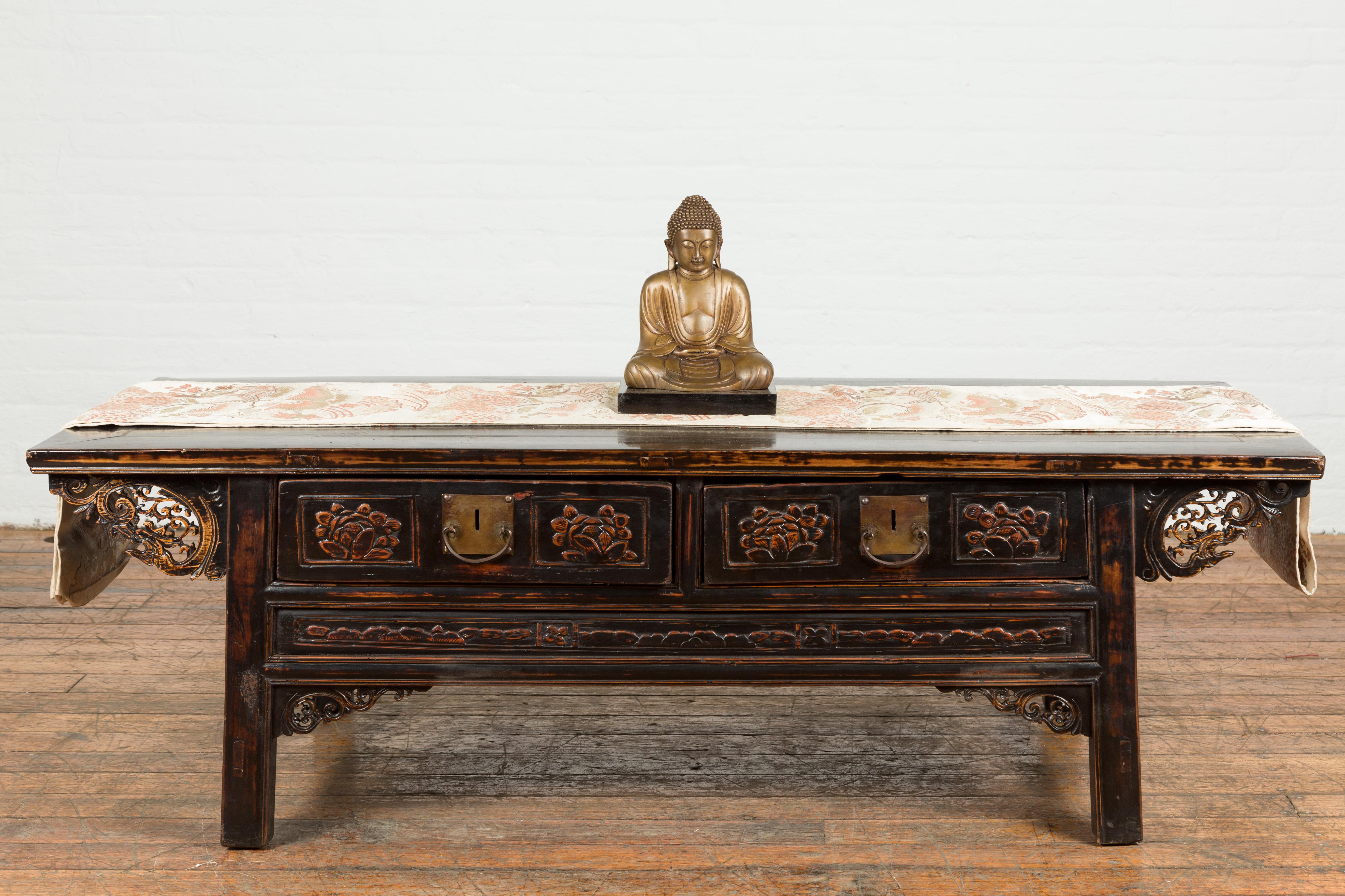 20th Century Petite Vintage Bronze Thai Dhyana Mudra Buddha Sculpture on Black Base