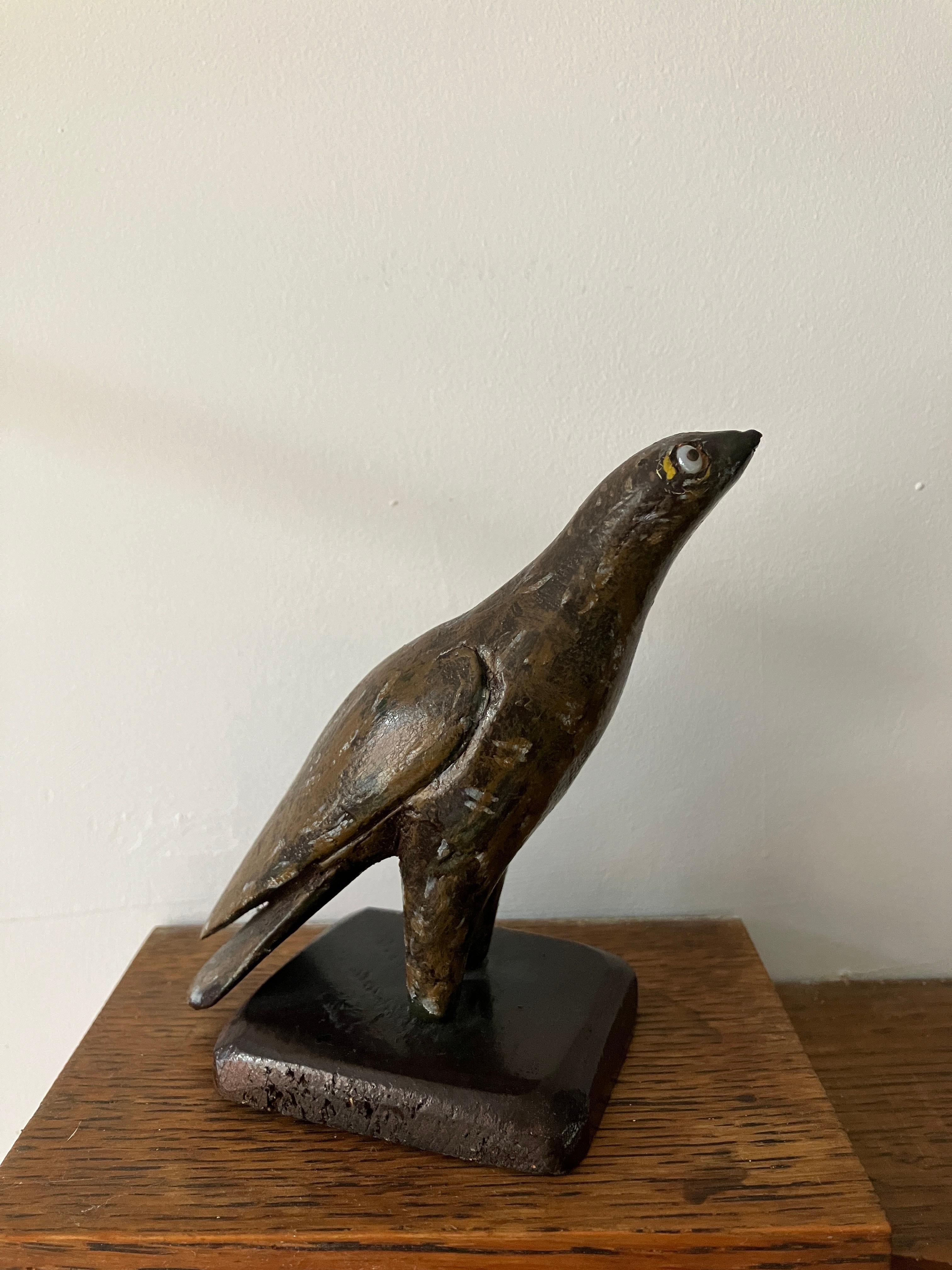 Mid-Century Modern Petite Vintage Carved Wooden Eagle Bird of Prey Figure Sculpture For Sale