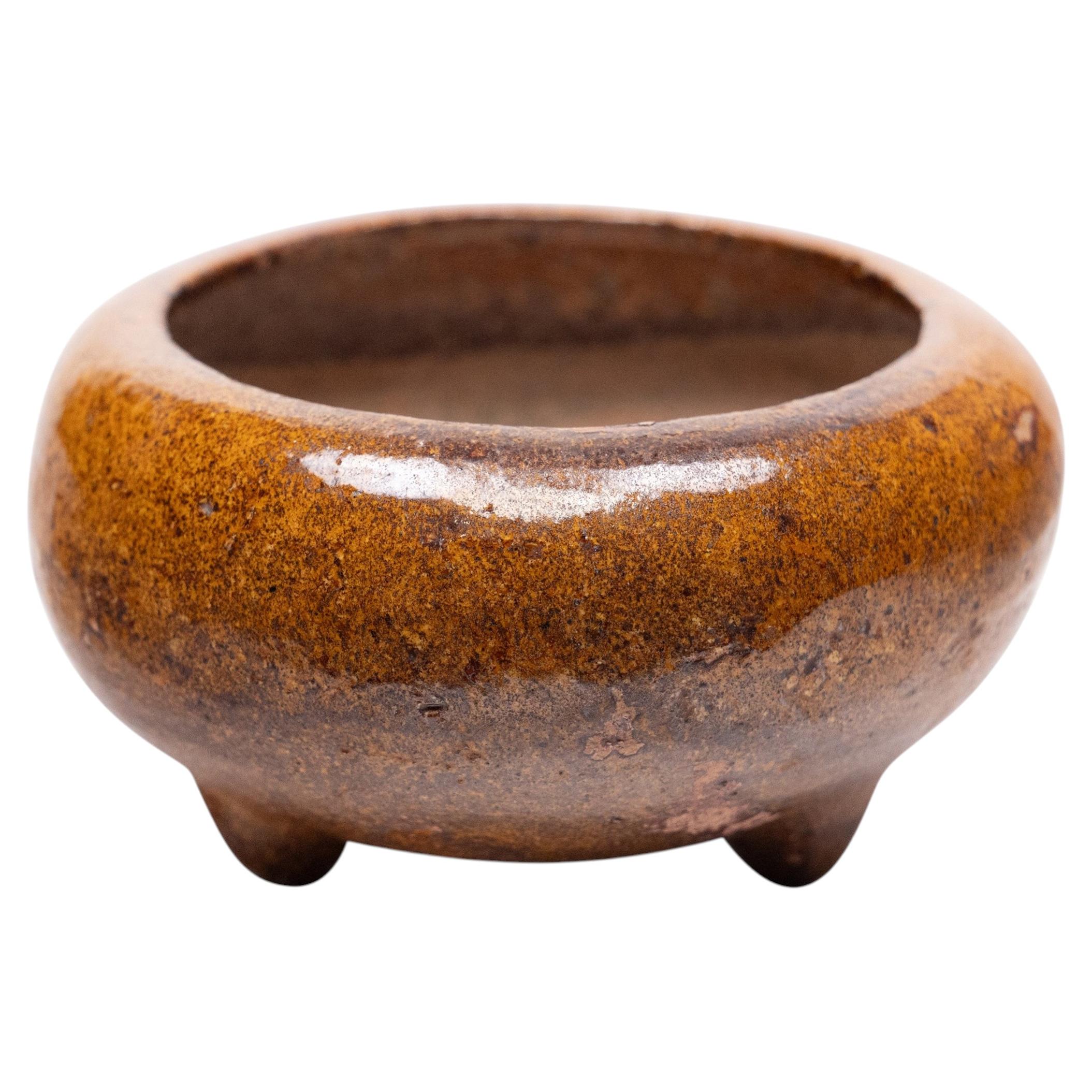 Petite Vintage Chinese Persimmon Glazed Censer