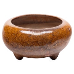 Petite Vintage Chinese Persimmon Glazed Censer