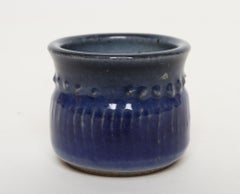 Petite Vintage Cobalt Glazed Studio Vessel Incised by Deanna Nichols